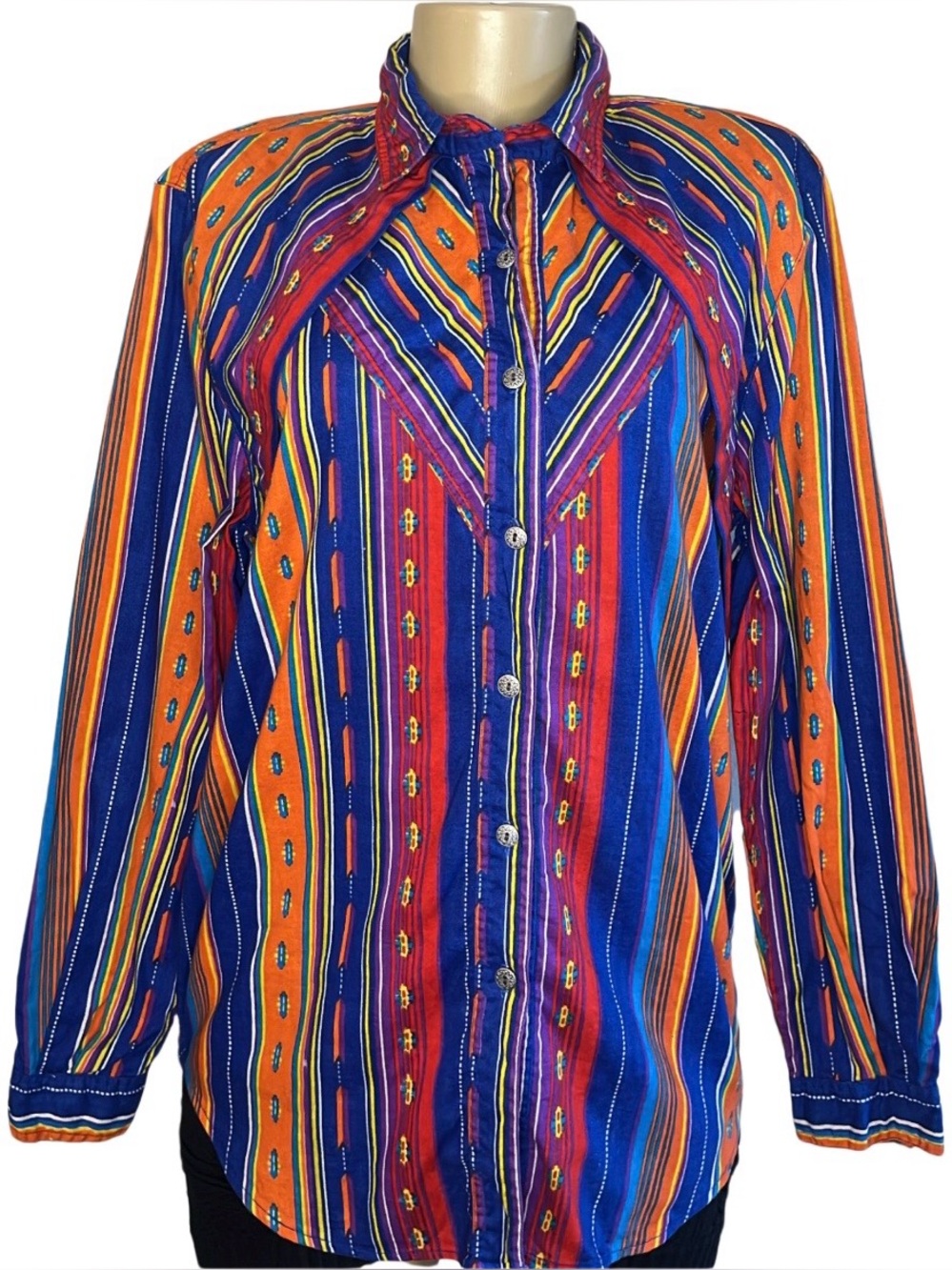 Vintage 80s Rodeo Western Wear Abstract Blouse